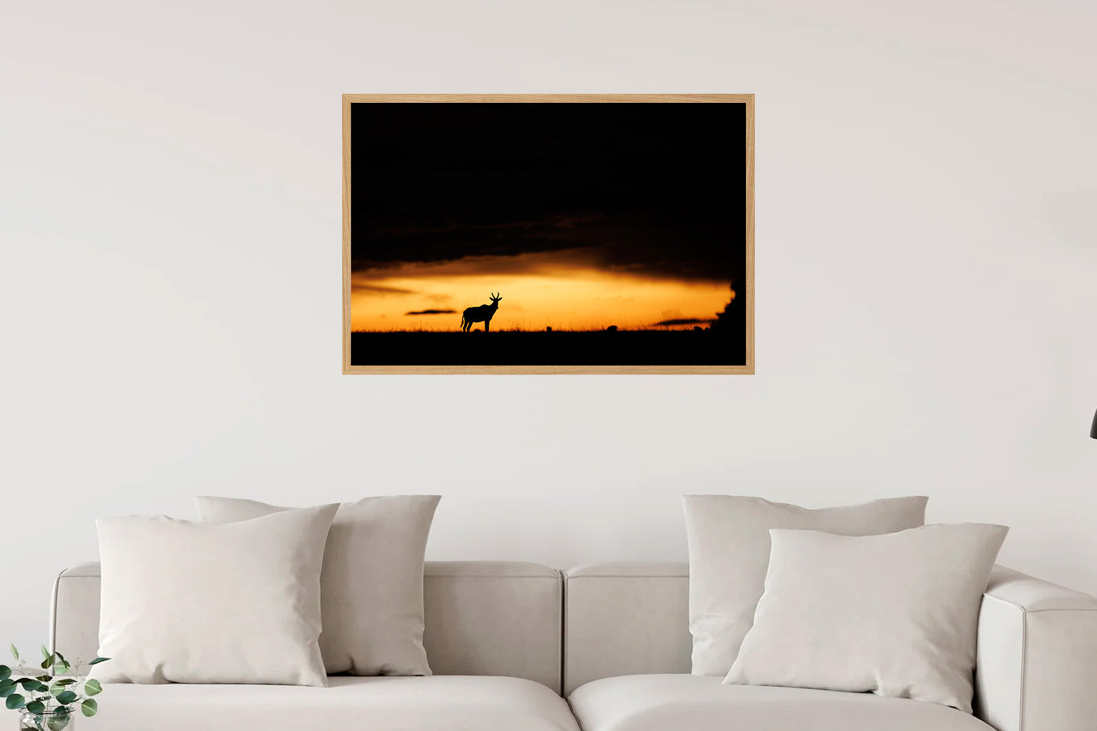 Antílope bajo la tormenta al atardecer